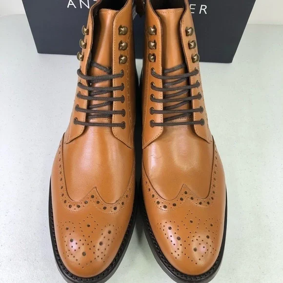 Anthony Veer Grant Walnut Leather Lace Up Boots Size 10D is  display picture 2